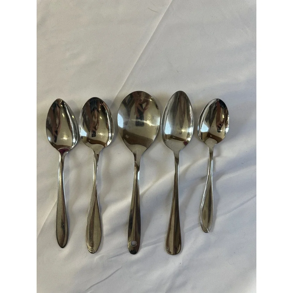 Vintage Stainless Steel‎ Spoons Lot of 5 Wallace Oneida USA Silverware